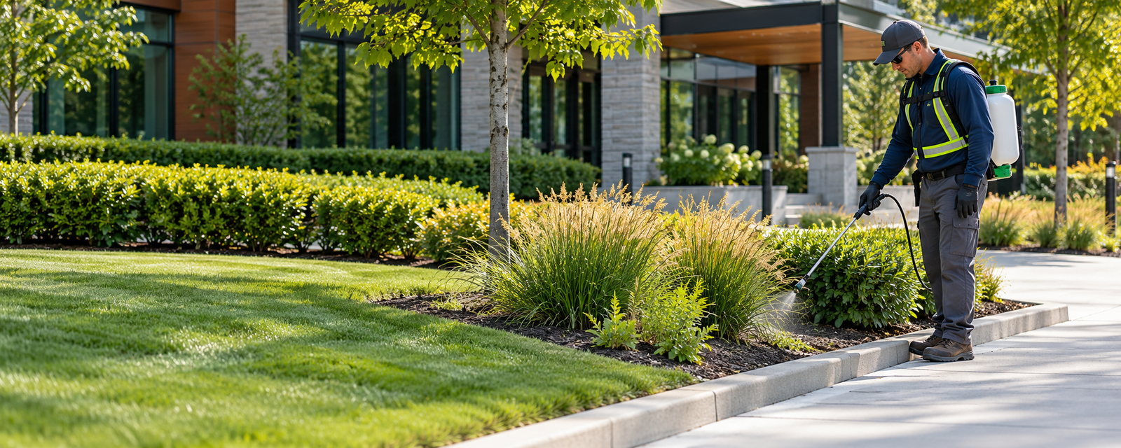 Commercial weed control for landscaped areas